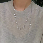 Multi-Wear Styles Adjustable Sliding Freshwater Pearl Smile Long Necklace - floysun