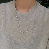 Multi-Wear Styles Adjustable Sliding Freshwater Pearl Smile Long Necklace - floysun