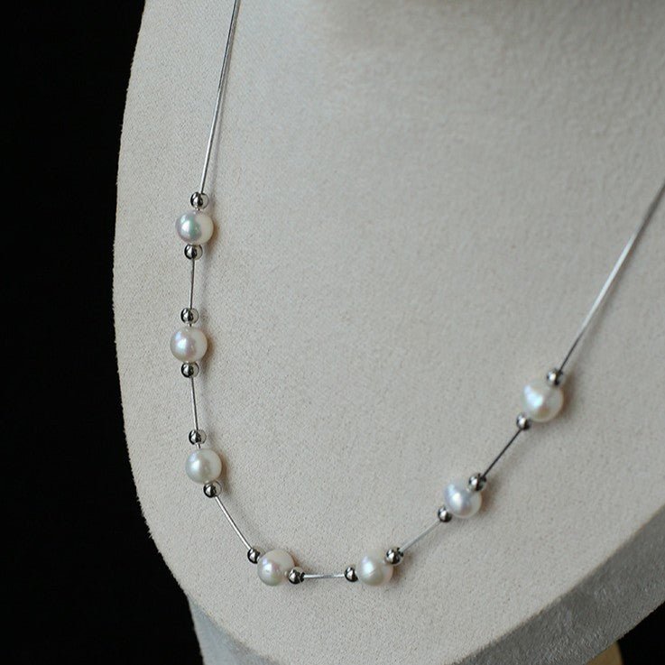 Multi-Wear Styles Adjustable Sliding Freshwater Pearl Smile Long Necklace - floysun