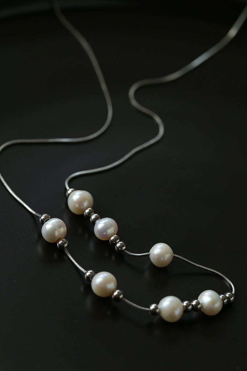 Multi-Wear Styles Adjustable Sliding Freshwater Pearl Smile Long Necklace - floysun