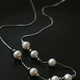 Multi-Wear Styles Adjustable Sliding Freshwater Pearl Smile Long Necklace - floysun