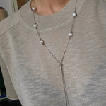 Multi-Wear Styles Adjustable Sliding Freshwater Pearl Smile Long Necklace - floysun