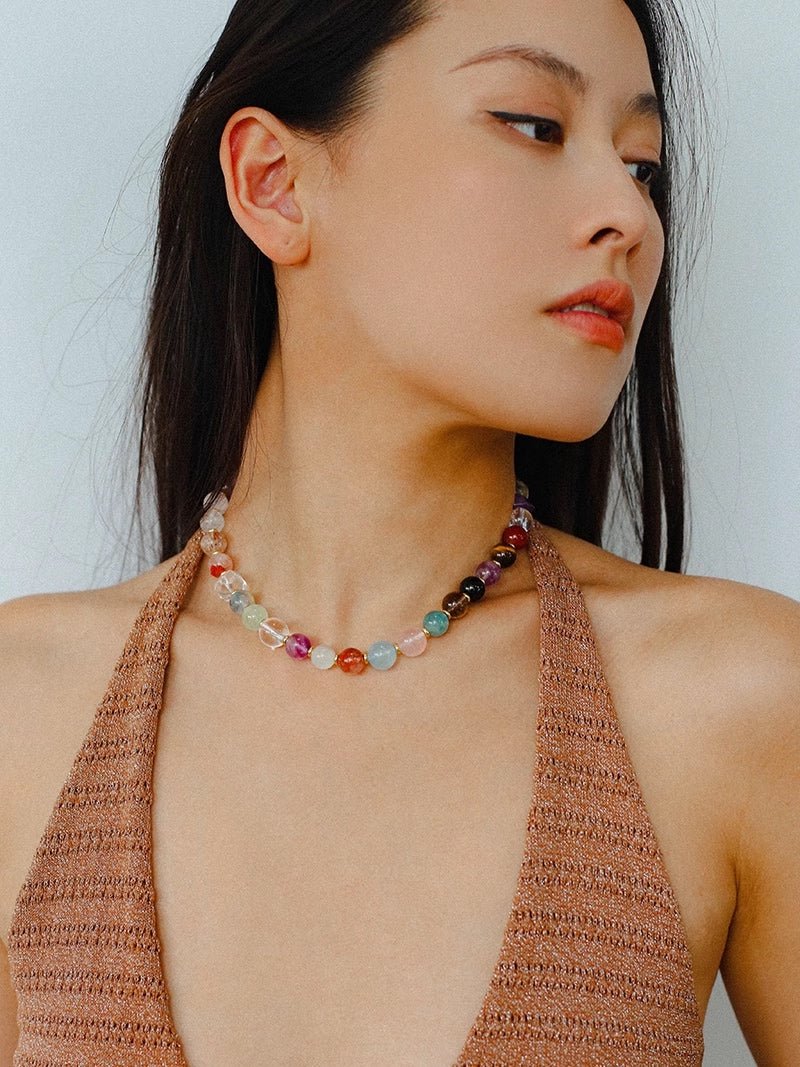 Multicolor Gemstone Beaded Necklace - floysun