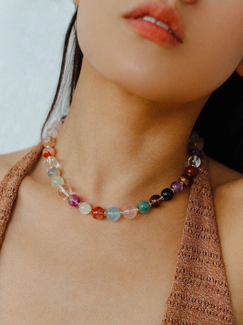 Multicolor Gemstone Beaded Necklace - floysun