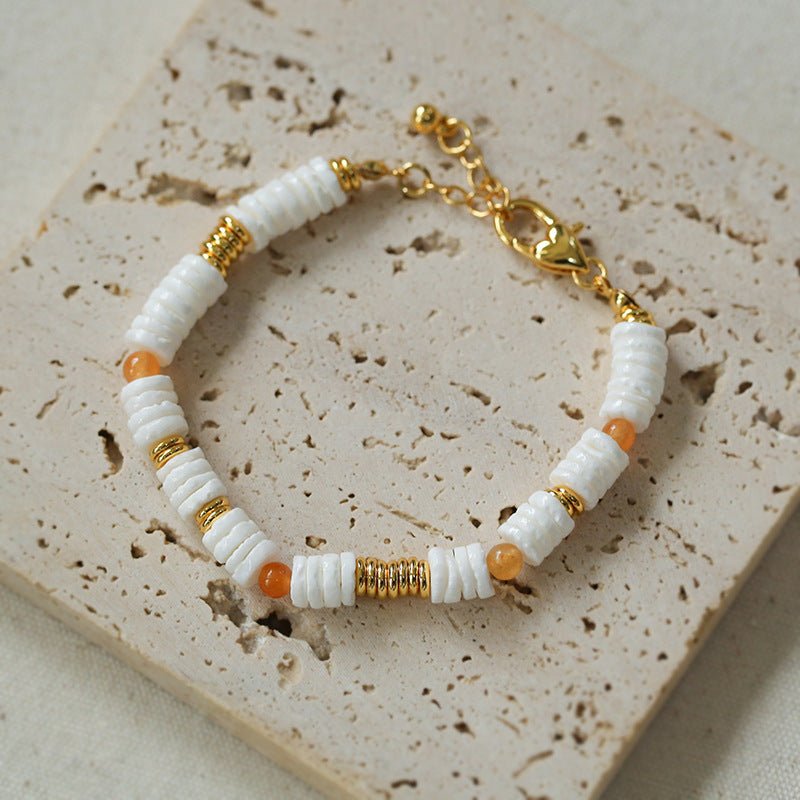 Multicolor Gemstone & Mother of Pearl Disc Bead Bracelet - floysun