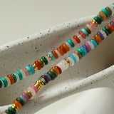 Multicolor Gemstone & Mother of Pearl Disc Bead Necklace - floysun