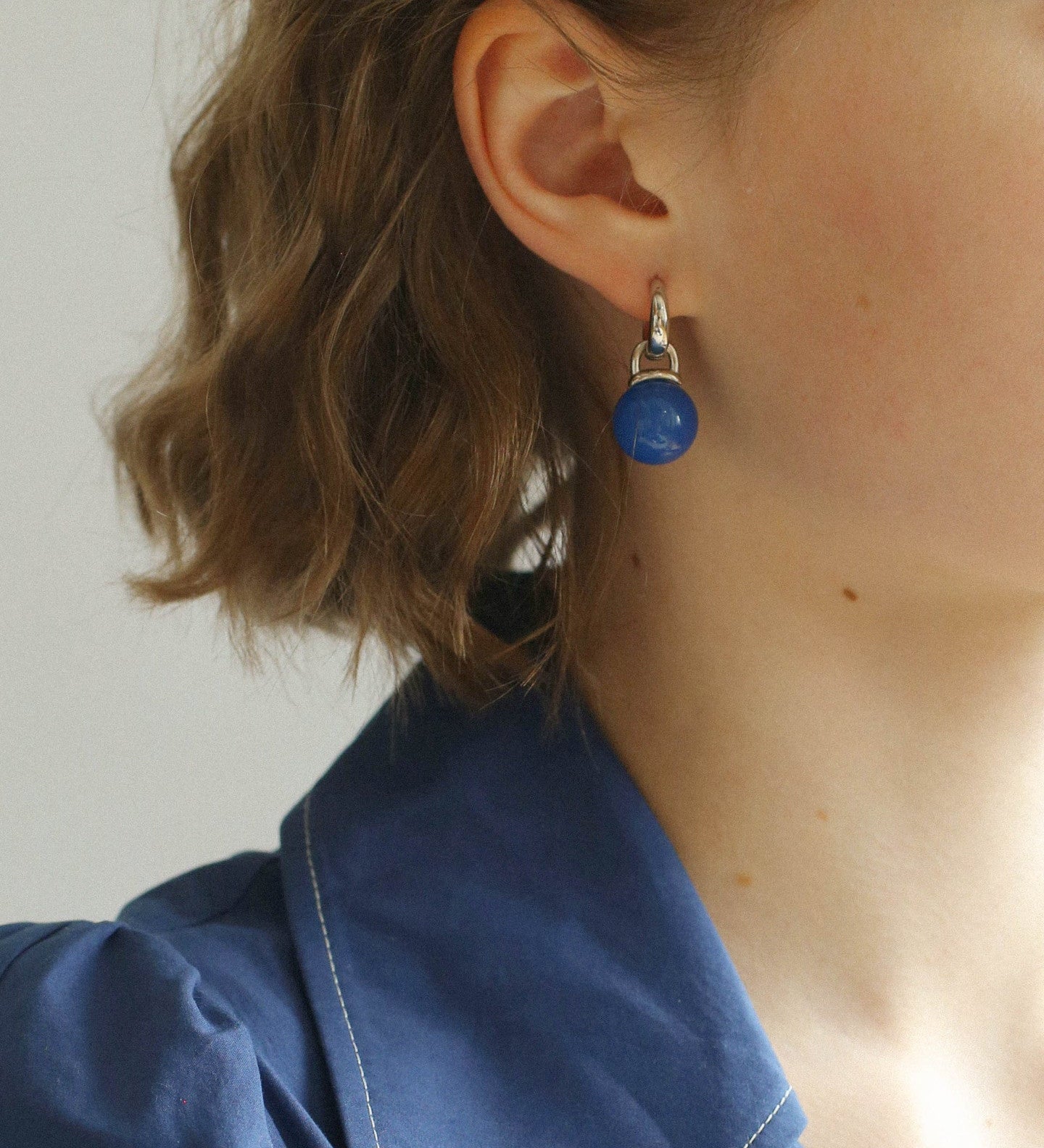 Multicolored Agate Sphere Hoop Earrings - floysun
