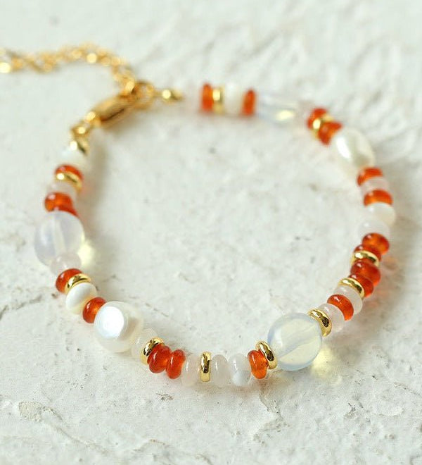 Multiple Irregular Colored Agate Jade Bracelet - Red - floysun