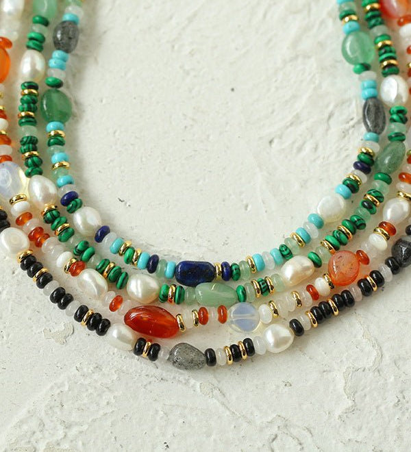 Multiple Irregular Colored Agate Jade Necklace - floysun
