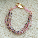 Multi‑Strand Pink Cord Tourmaline Beaded Bracelet - floysun