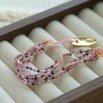 Multi‑Strand Pink Cord Tourmaline Beaded Bracelet - floysun
