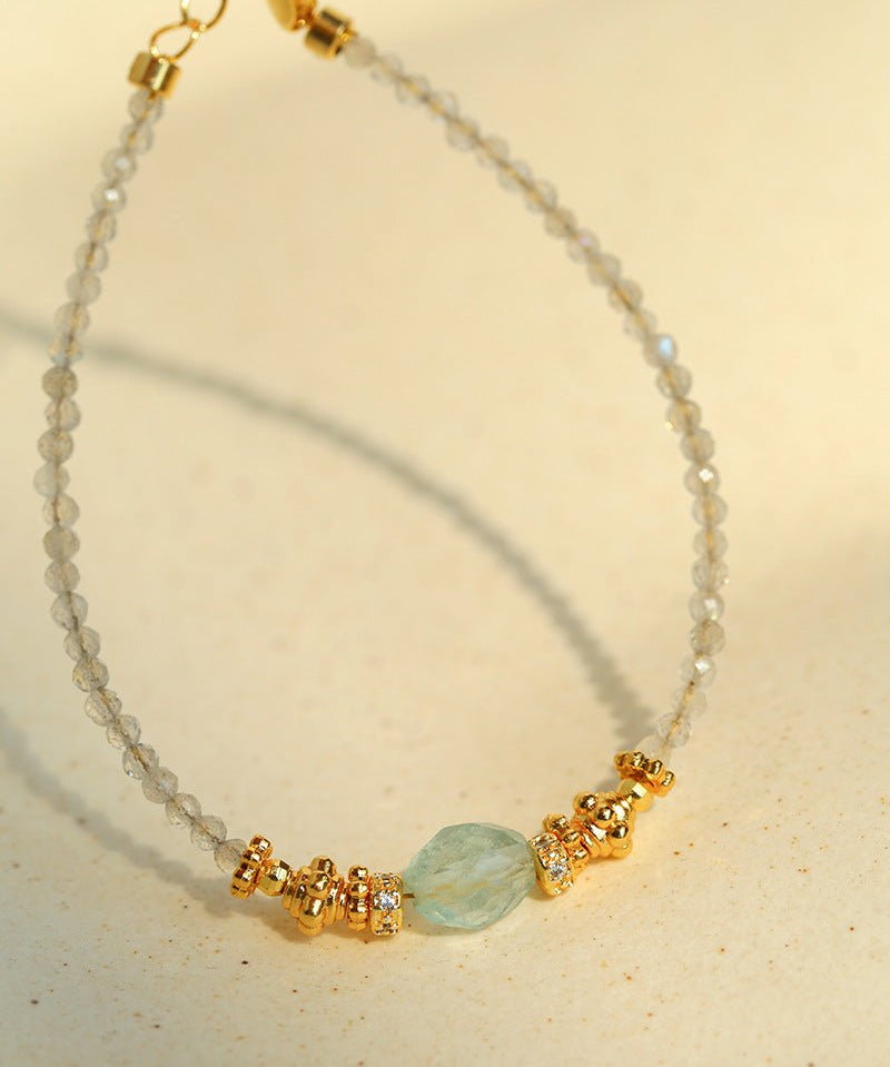 Mystic Glade Bracelet | Labradorite Strand with Green Fluorite Accents - floysun