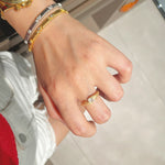 Narrow Brushed Ribbon Starburst Diamond Bangle - floysun