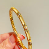 Narrow Brushed Ribbon Starburst Diamond Bangle - floysun