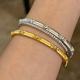 Narrow Brushed Ribbon Starburst Diamond Bangle - floysun
