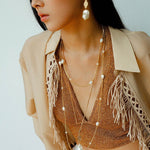 Natural Baroque Pearl Carved Hollow Flower Earrings - floysun