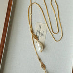 Natural Baroque Pearl Carved Hollow Flower Necklace - floysun