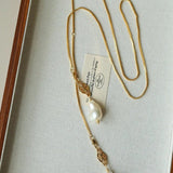 Natural Baroque Pearl Carved Hollow Flower Necklace - floysun