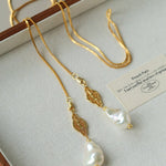 Natural Baroque Pearl Carved Hollow Flower Necklace - floysun