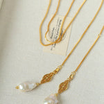 Natural Baroque Pearl Carved Hollow Flower Necklace - floysun