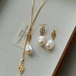 Natural Baroque Pearl Carved Hollow Flower Necklace - floysun