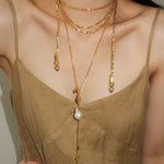 Natural Baroque Pearl Carved Hollow Flower Necklace - floysun