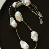 Natural Baroque Pearl & Gold Ore Statement Necklace - floysun