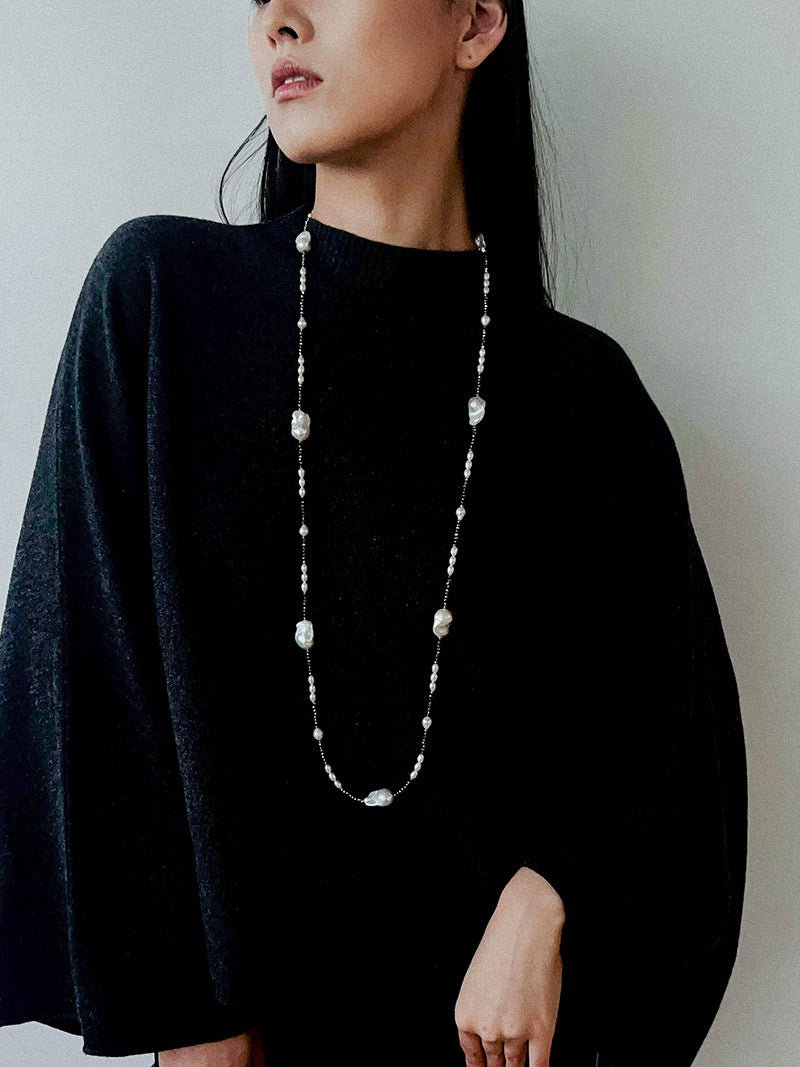 Natural Baroque Pearl & Gold Ore Statement Necklace - floysun