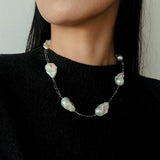 Natural Baroque Pearl & Gold Ore Statement Necklace - floysun