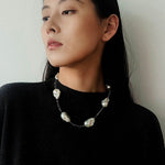 Natural Baroque Pearl & Gold Ore Statement Necklace - floysun