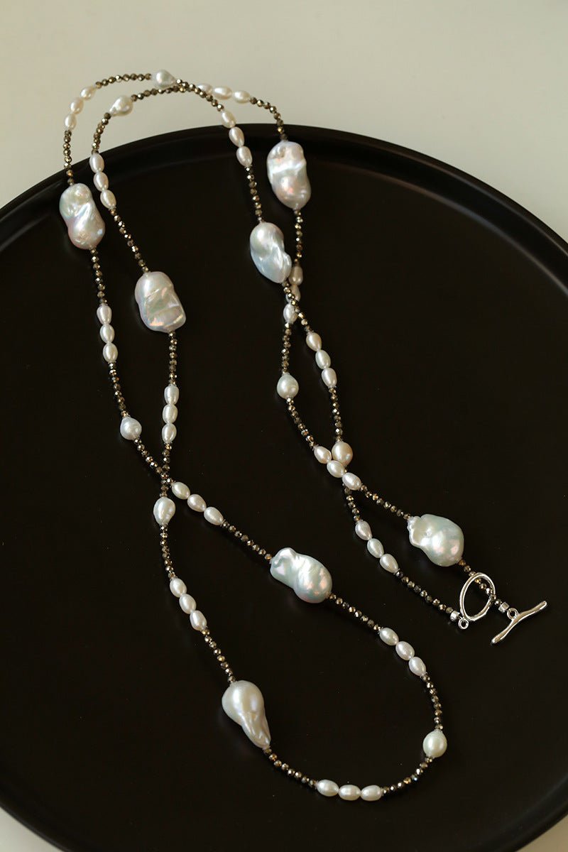 Natural Baroque Pearl & Gold Ore Statement Necklace - floysun
