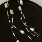 Natural Baroque Pearl & Gold Ore Statement Necklace - floysun