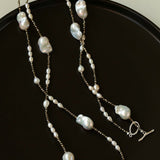 Natural Baroque Pearl & Gold Ore Statement Necklace - floysun