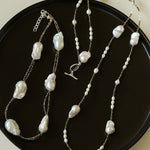 Natural Baroque Pearl & Gold Ore Statement Necklace - floysun