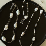 Natural Baroque Pearl & Gold Ore Statement Necklace - floysun