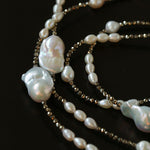 Natural Baroque Pearl & Gold Ore Statement Necklace - floysun