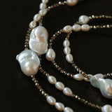 Natural Baroque Pearl & Gold Ore Statement Necklace - floysun
