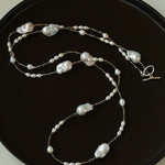 Natural Baroque Pearl & Gold Ore Statement Necklace - floysun