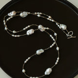 Natural Baroque Pearl & Gold Ore Statement Necklace - floysun