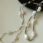 Natural Baroque Pearl & Gold Ore Statement Necklace - floysun