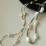 Natural Baroque Pearl & Gold Ore Statement Necklace - floysun