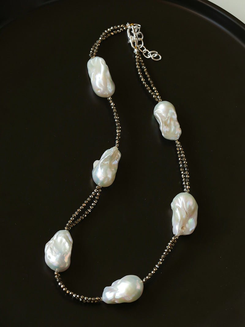 Natural Baroque Pearl & Gold Ore Statement Necklace - floysun