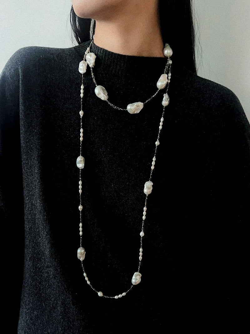 Natural Baroque Pearl & Gold Ore Statement Necklace - floysun