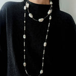 Natural Baroque Pearl & Gold Ore Statement Necklace - floysun