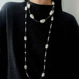 Natural Baroque Pearl & Gold Ore Statement Necklace - floysun