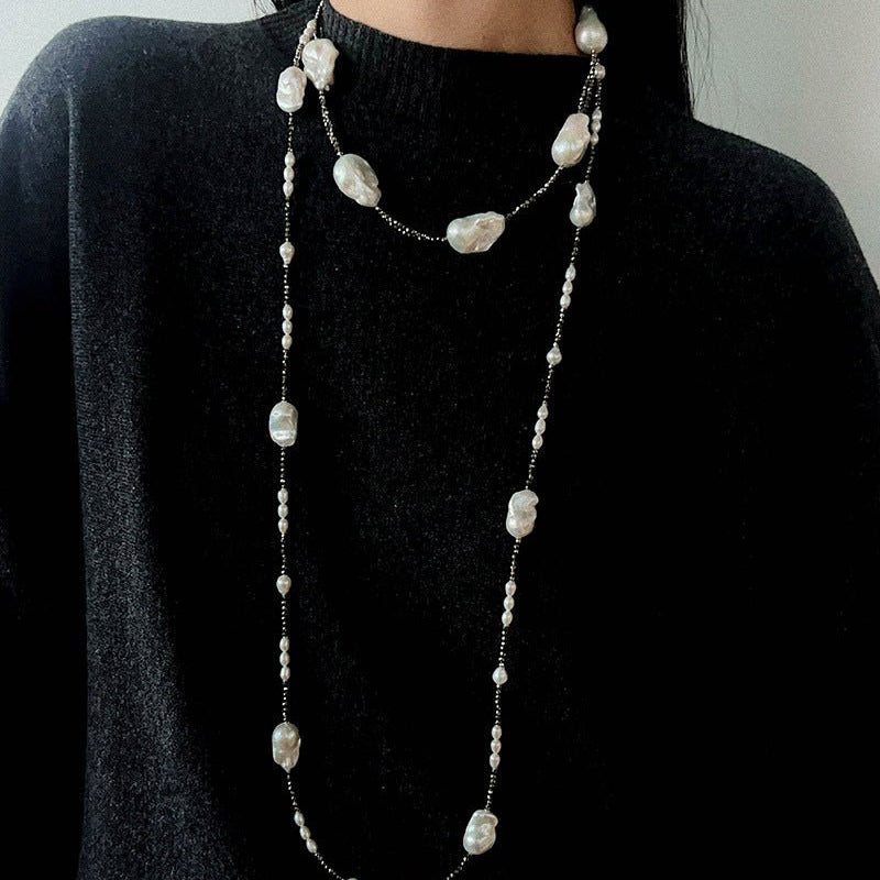 Natural Baroque Pearl & Gold Ore Statement Necklace - floysun