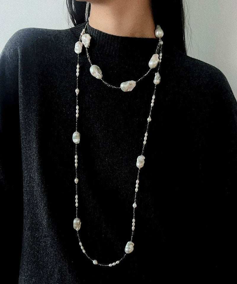 Natural Baroque Pearl & Gold Ore Statement Necklace - floysun