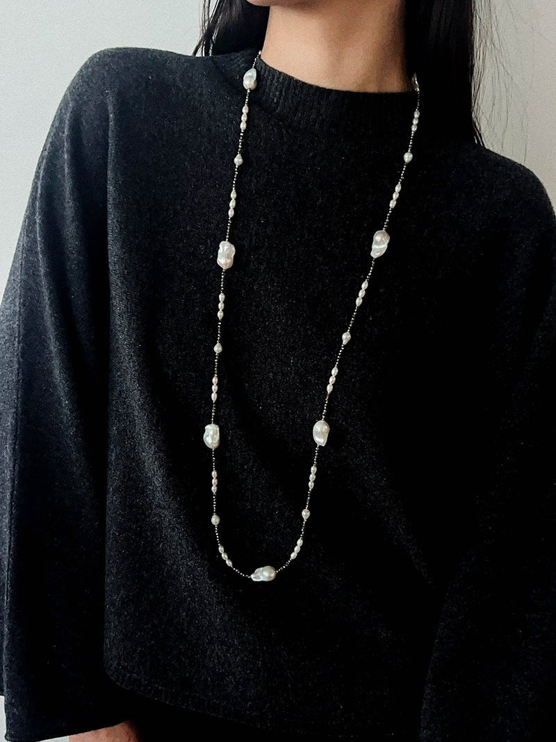 Natural Baroque Pearl & Gold Ore Statement Necklace - floysun