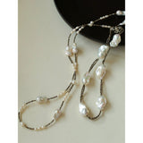 Natural Baroque Pearl & Pyrite Statement Necklace - floysun
