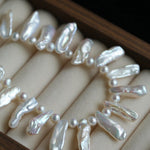 Natural Biwa Baroque Pearl Choker - Artistic Freshwater Pearl Necklace - floysun